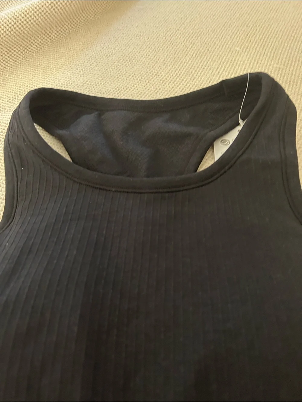 CRZ YOGA Seamless Ribbed High Neck Crop Tank Tops Sports Bra, Black, Small, NWT - Picture 5 of 8